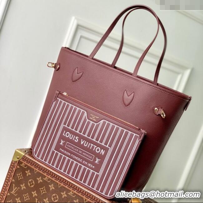 New Design Louis Vuitton Neverfull Inside Out MM M25663 Monogram/Wine Red 2025