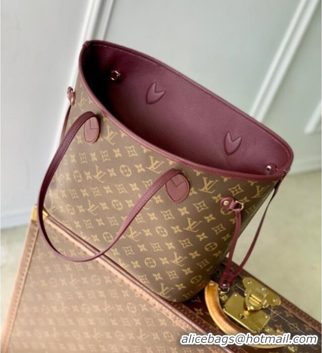 New Design Louis Vuitton Neverfull Inside Out MM M25663 Monogram/Wine Red 2025