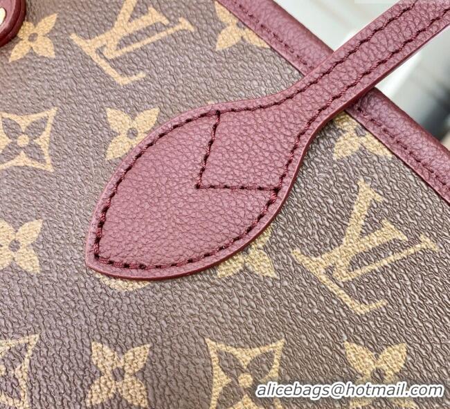 New Design Louis Vuitton Neverfull Inside Out MM M25663 Monogram/Wine Red 2025