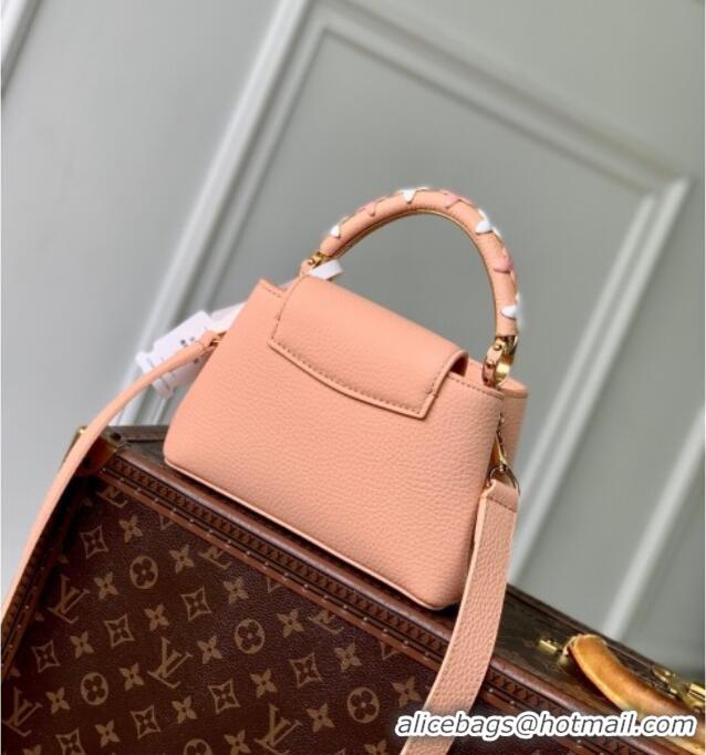 Cheap Design Louis Vuitton Capucines IVY Mini Bag in Grained Leather M14976 Pink 2025