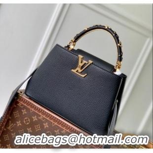 Luxury Cheap Louis Vuitton Capucines IVY PM Bag in Grained Leather M14976 Black 2025