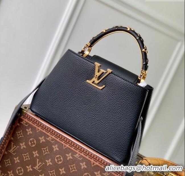 Luxury Cheap Louis Vuitton Capucines IVY PM Bag in Grained Leather M14976 Black 2025