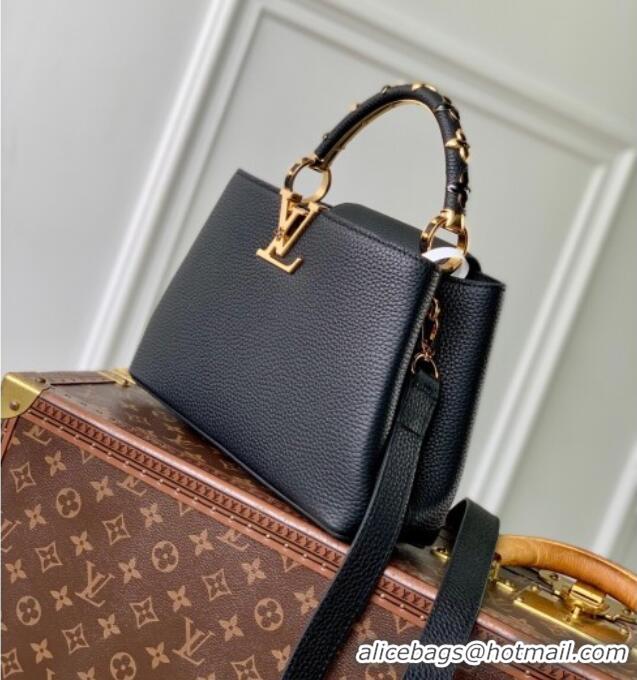 Luxury Cheap Louis Vuitton Capucines IVY PM Bag in Grained Leather M14976 Black 2025