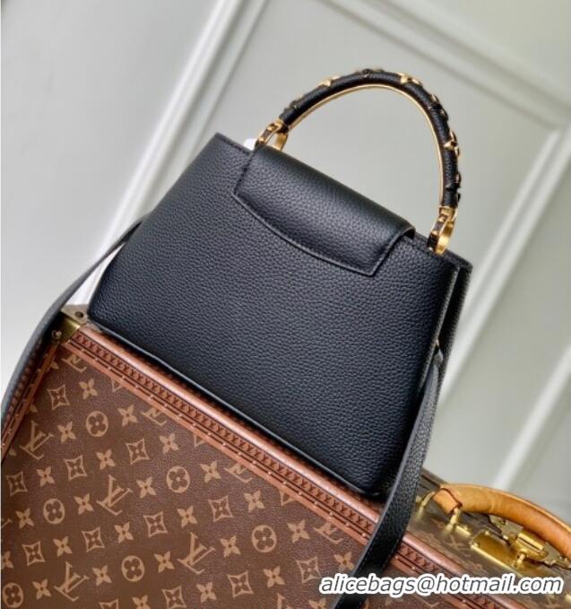 Luxury Cheap Louis Vuitton Capucines IVY PM Bag in Grained Leather M14976 Black 2025