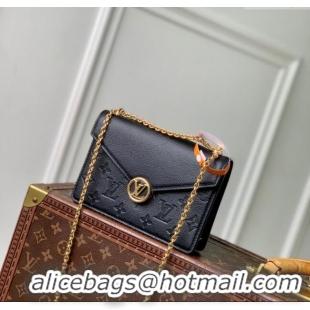 Top Quality Louis Vuitton Wallet On Chain Rosy Mini bag in Grained Leather M13569 Black 2025