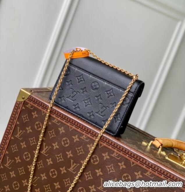 Top Quality Louis Vuitton Wallet On Chain Rosy Mini bag in Grained Leather M13569 Black 2025