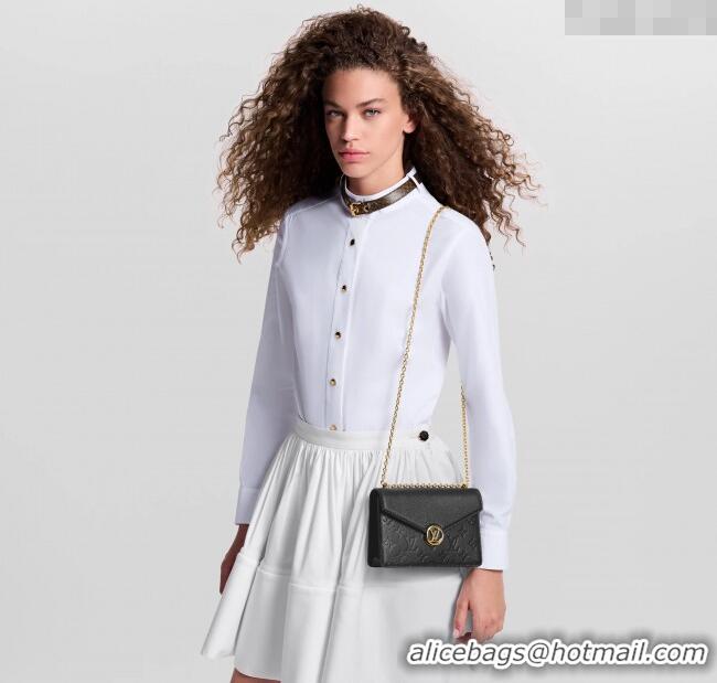 Top Quality Louis Vuitton Wallet On Chain Rosy Mini bag in Grained Leather M13569 Black 2025