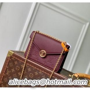 Super Quality Louis Vuitton Wallet On Chain Rosy Mini bag in Grained Leather M25814 Garnet Red 2025