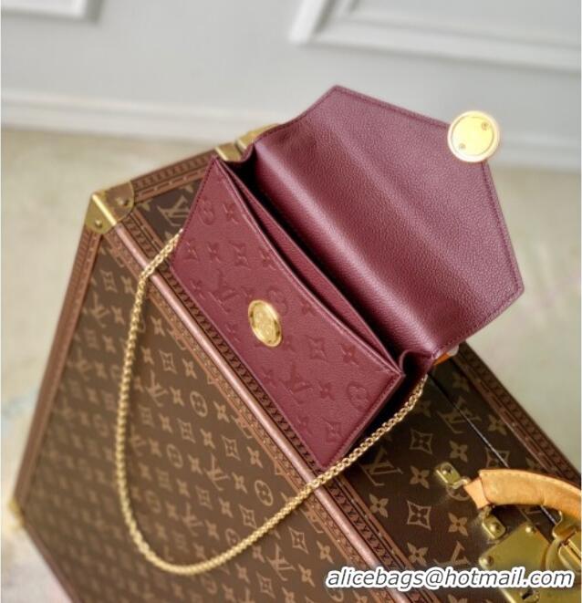 Super Quality Louis Vuitton Wallet On Chain Rosy Mini bag in Grained Leather M25814 Garnet Red 2025