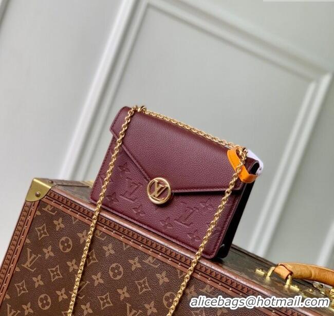 Super Quality Louis Vuitton Wallet On Chain Rosy Mini bag in Grained Leather M25814 Garnet Red 2025