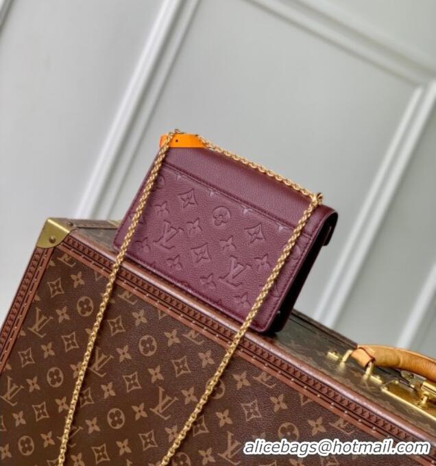 Super Quality Louis Vuitton Wallet On Chain Rosy Mini bag in Grained Leather M25814 Garnet Red 2025
