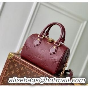 Luxury Cheap Louis Vuitton Speedy Bandouliere 20 Bag in Monogram Empreinte Leather M25929 Garnet Red 2025