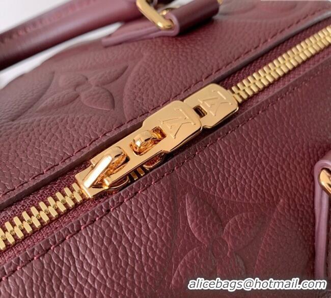 Luxury Cheap Louis Vuitton Speedy Bandouliere 20 Bag in Monogram Empreinte Leather M25929 Garnet Red 2025