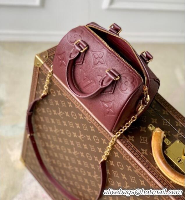 Luxury Cheap Louis Vuitton Speedy Bandouliere 20 Bag in Monogram Empreinte Leather M25929 Garnet Red 2025