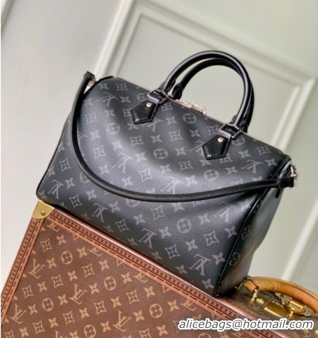 Luxury Cheap Louis Vuitton Speedy Soft 30 Bag in Monogram Eclipse Canvas M15102 Black 2025
