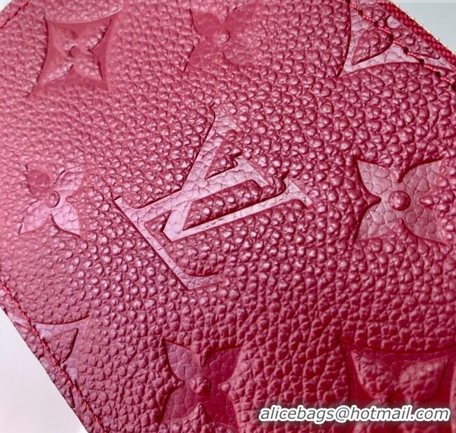 Unique Style Louis Vuitton Romy Card Holder Wallet in Grained Monogram Leather M25763 Garnet Red 2025