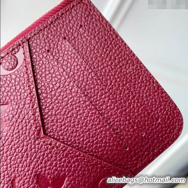 Unique Style Louis Vuitton Romy Card Holder Wallet in Grained Monogram Leather M25763 Garnet Red 2025