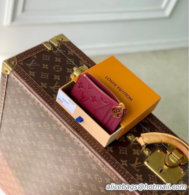 Unique Style Louis Vuitton Romy Card Holder Wallet in Grained Monogram Leather M25763 Garnet Red 2025