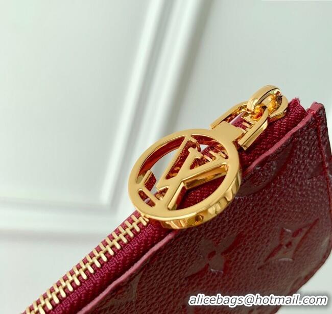 Unique Style Louis Vuitton Romy Card Holder Wallet in Grained Monogram Leather M25763 Garnet Red 2025