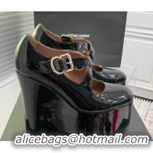 Buy Discount Maison Alaia Criss Cross Wedge Pumps 14.5cm in Patent Calfskin Black 0219005