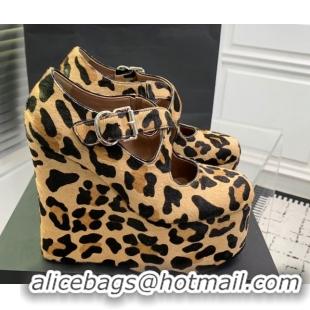 Best Price Maison Alaia Criss Cross Wedge Pumps 14.5cm in Leopard Haircalf Brown 0219010