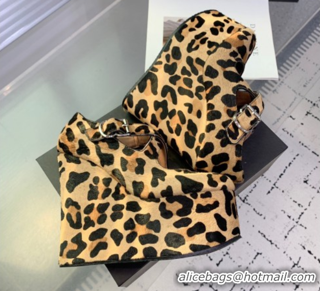 Best Price Maison Alaia Criss Cross Wedge Pumps 14.5cm in Leopard Haircalf Brown 0219010