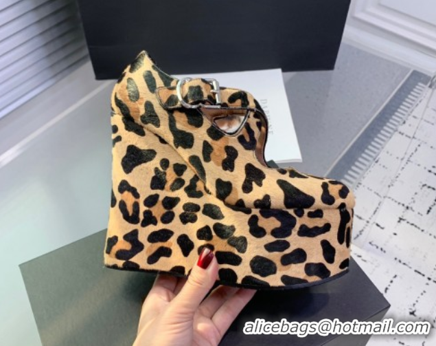 Best Price Maison Alaia Criss Cross Wedge Pumps 14.5cm in Leopard Haircalf Brown 0219010