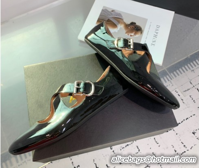 Best Product Maison Alaia Criss Cross Ballet Flats in Patent Calfskin Black 0219011