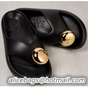 ​Top Design Loewe Paula's Lbiza Foam Pebble PVC Slides 57101 Black/Gold