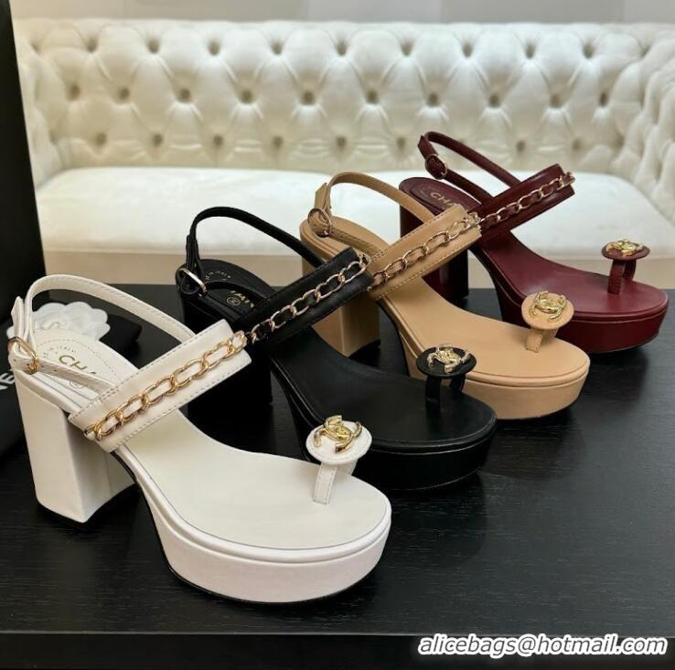 ​Buy Discount Chanel Slide Sandal Heel 11cm With Buckle Strap CH8523 White 2025