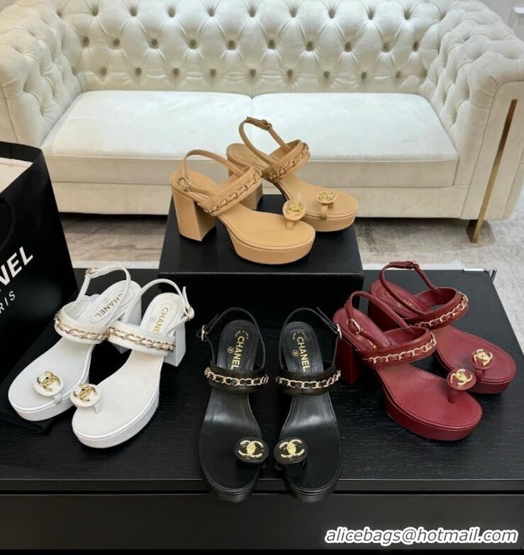 ​Buy Discount Chanel Slide Sandal Heel 11cm With Buckle Strap CH8523 White 2025