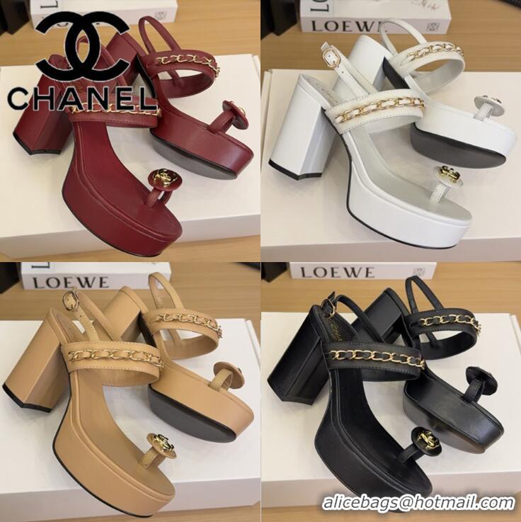 ​Buy Discount Chanel Slide Sandal Heel 11cm With Buckle Strap CH8523 White 2025