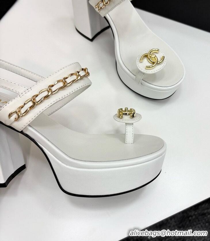 ​Buy Discount Chanel Slide Sandal Heel 11cm With Buckle Strap CH8523 White 2025