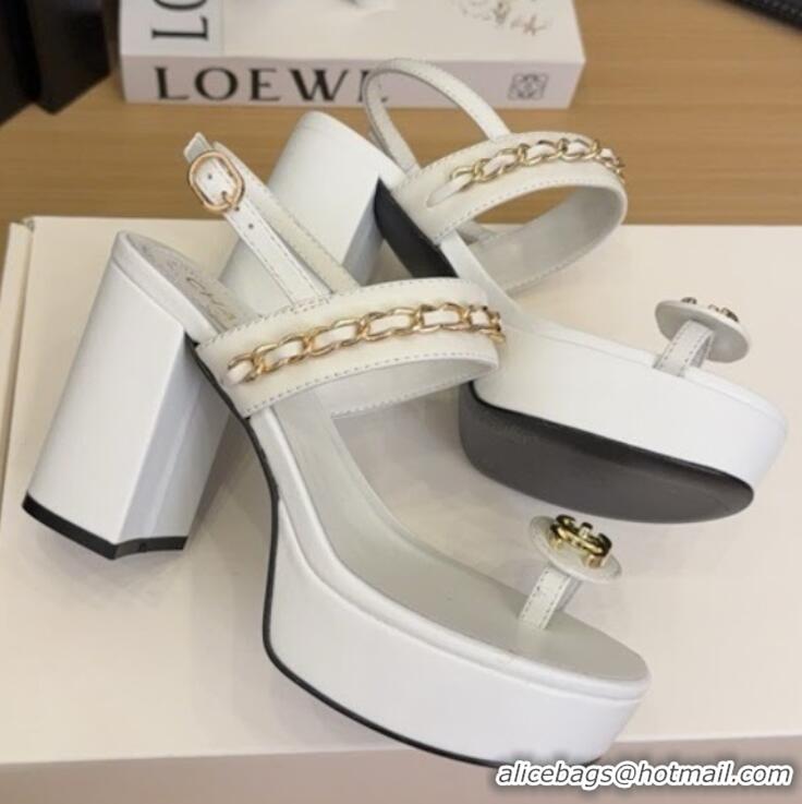 ​Buy Discount Chanel Slide Sandal Heel 11cm With Buckle Strap CH8523 White 2025