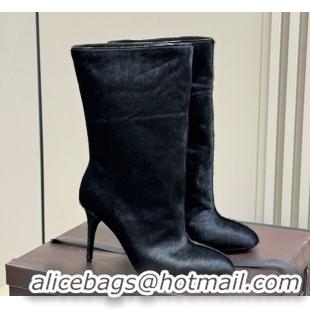 Luxurious Alaia Heel Short Boots 9cm in Mohair Black 0709034