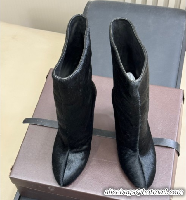 Luxurious Alaia Heel Short Boots 9cm in Mohair Black 0709034