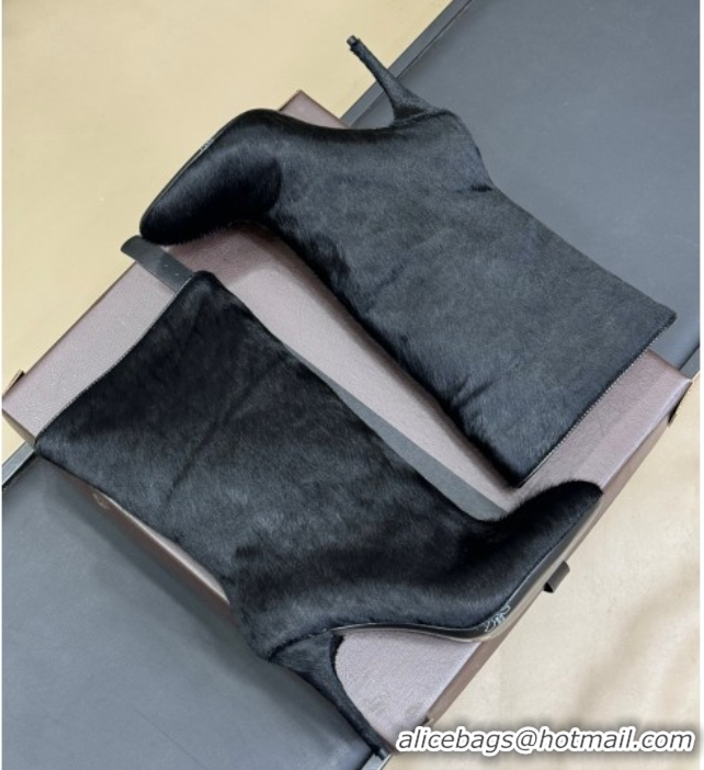 Luxurious Alaia Heel Short Boots 9cm in Mohair Black 0709034