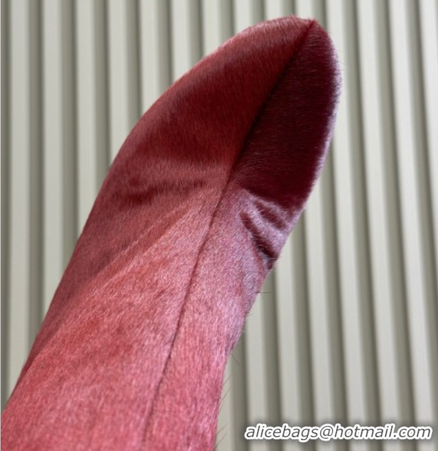 Perfect Alaia Heel Short Boots 9cm in Mohair Red 0709033