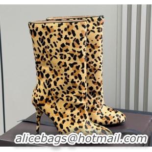 Pretty Style Alaia Heel Short Boots 9cm in Printed Mohair Yellow 0709035