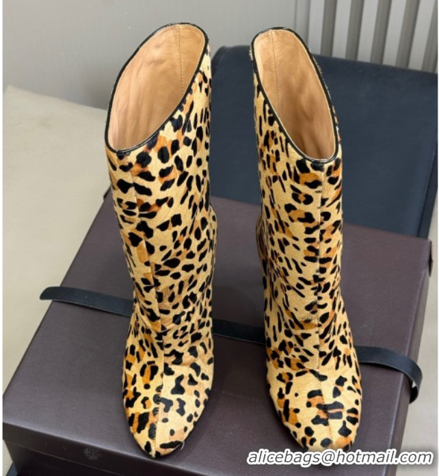 Pretty Style Alaia Heel Short Boots 9cm in Printed Mohair Yellow 0709035