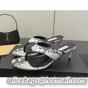Charming Alaia Heel Thong Slides Sandal 5.5cm in Snakeskin-Like Grey 0827080