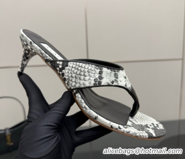 Charming Alaia Heel Thong Slides Sandal 5.5cm in Snakeskin-Like Grey 0827080