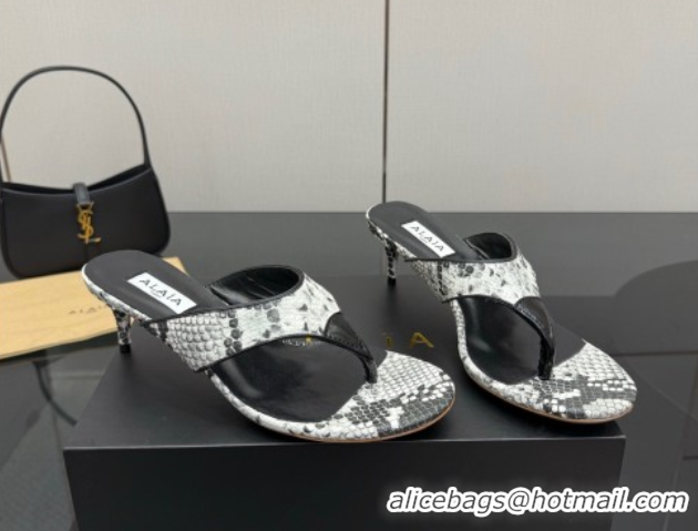 Charming Alaia Heel Thong Slides Sandal 5.5cm in Snakeskin-Like Grey 0827080