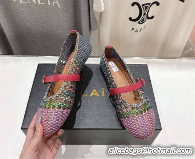 Low Price Alaia Woven Ballet Flats Purple/Multicolor 0827085
