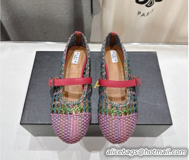 Low Price Alaia Woven Ballet Flats Purple/Multicolor 0827085