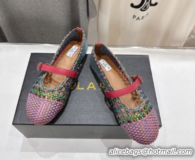 Low Price Alaia Woven Ballet Flats Purple/Multicolor 0827085