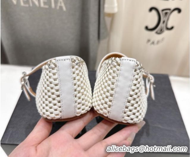 Most Popular Alaia Woven Ballet Flats White/Light Gold 0827086