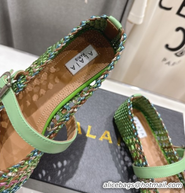 Grade Quality Alaia Woven Ballet Flats Green/Blue 0827087