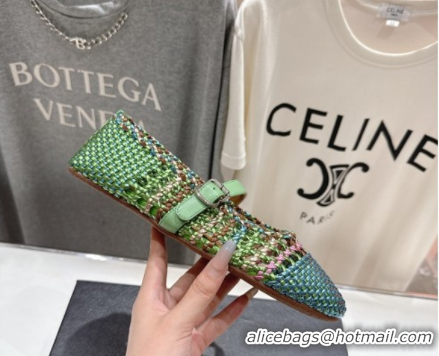 Grade Quality Alaia Woven Ballet Flats Green/Blue 0827087