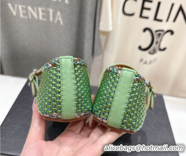 Grade Quality Alaia Woven Ballet Flats Green/Blue 0827087